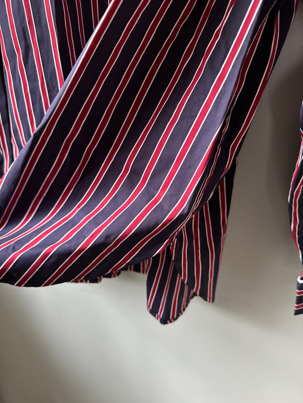 Madewell NWT long Button-Up Shirt in stripe poplin red blue women’s large - Picture 7 of 14
